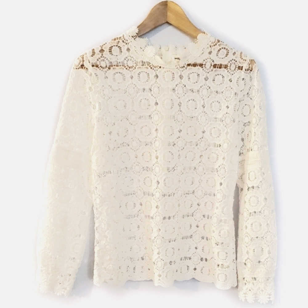 White Lace Hallow Out Blouse Shirt
